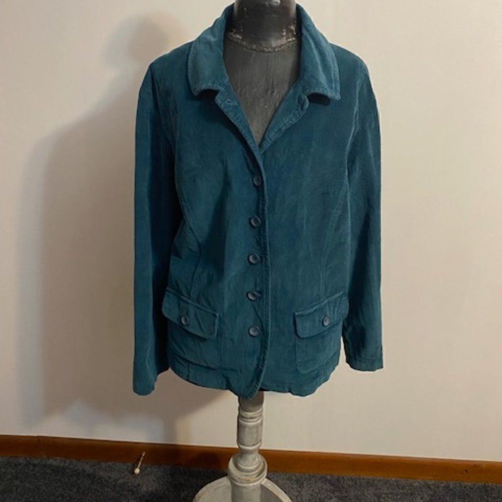 Talbots Women Teal Corduroy Blazer, size 18W